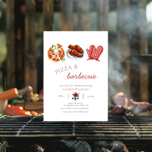 pizza bbq sauce baby shower invitation