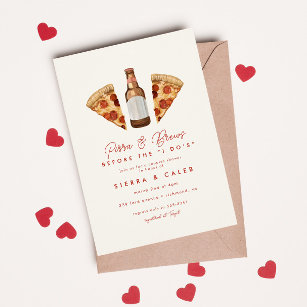 Pizza & Beer Casual Couples Wedding Bridal Shower Invitation