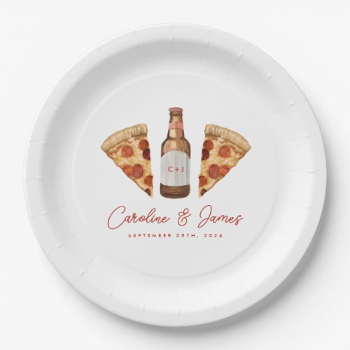 Pizza  Beer Casual Couples Wedding Bridal Shower Paper Plates