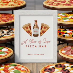 Pizza & Beer Couples Shower Pizza Bar Sign