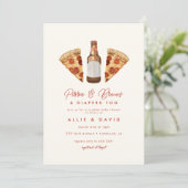 Pizza & Beer Diapers Casual Couples Baby Shower Invitation (Standing Front)