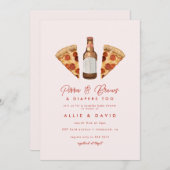 Pizza & Beer Diapers Casual Couples Baby Shower Invitation (Front/Back)