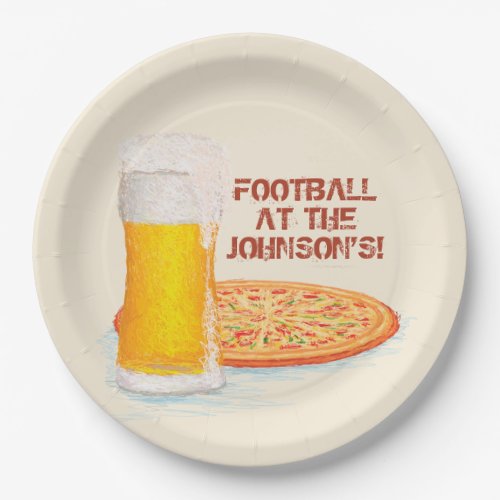Pizza Beer Football Party Paper Plates