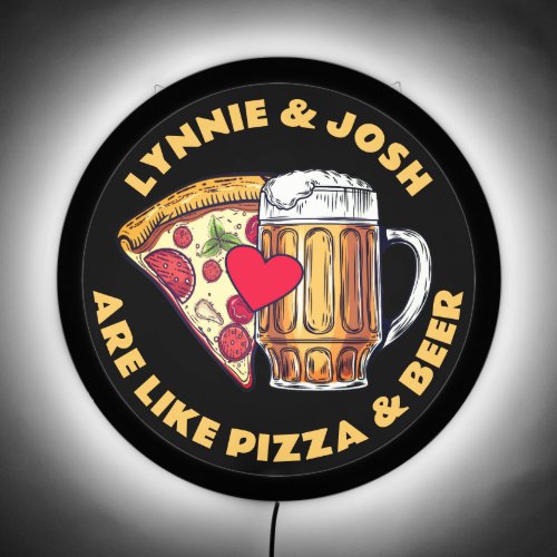Pizza beer marriage man cave rec room kitchen LED sign