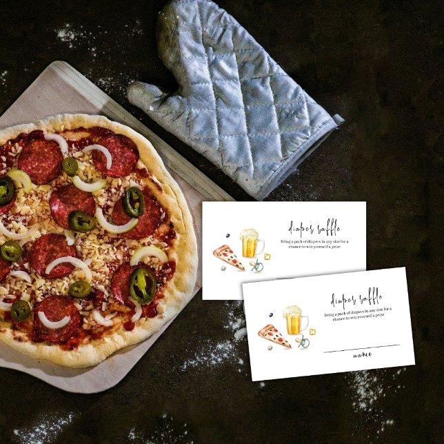 Pizza Beers Pacifier Diaper Raffle Baby Shower  Enclosure Card (Pizza Beers Pacifier Diaper Raffle Baby Shower Enclosure Card)