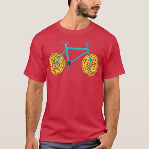 Pizza Bike Wheels Funny Cycling Food T_Shirt
