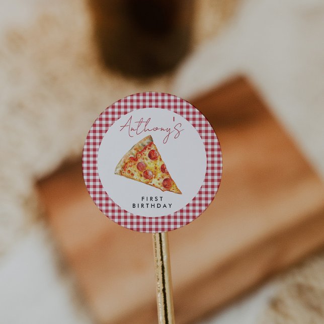 Pizza Birthday Classic Round Sticker (Creator Uploaded)