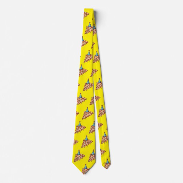 pizza & birthday hat neck tie (Front)