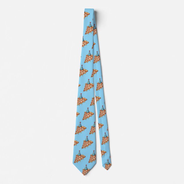pizza & birthday hat neck tie (Front)
