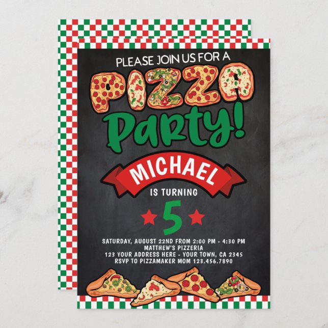 Pizza Birthday Invitation (Front/Back)