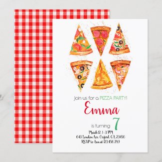 Pizza Birthday Invitation, Invitation Pizza