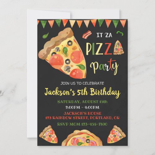 Pizza birthday invitation Italian birthday party