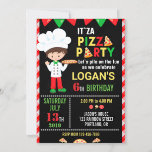 Pizza birthday invitation Italian birthday party