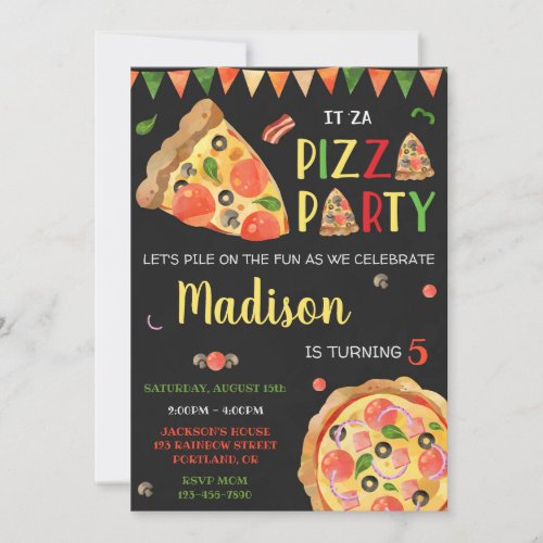Pizza birthday invitation Italian birthday party