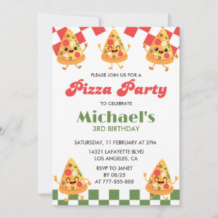Pizza Birthday Invitation Modern Kids Pizza Party