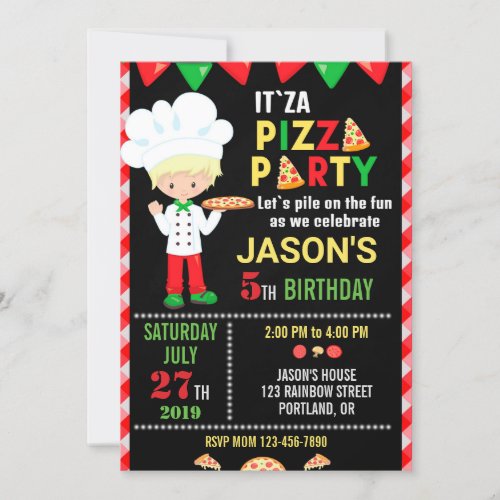 Pizza birthday invitation Pizza cooking party