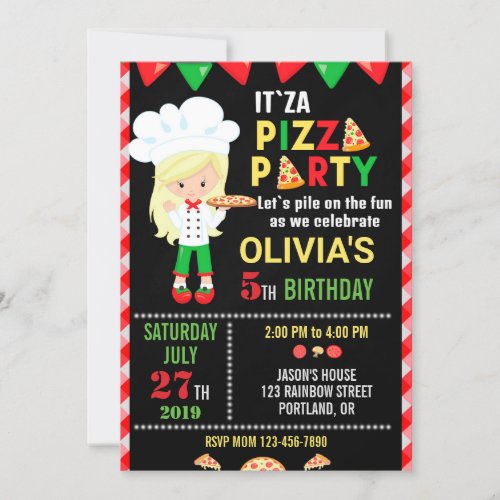 Pizza birthday invitation Pizza cooking party