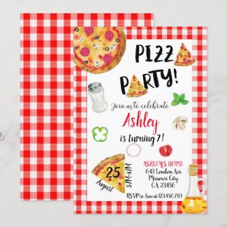 Pizza Birthday Invitation, Pizza Invitation