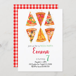 Pizza Birthday Invitation, Pizza Invitation