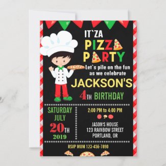 Pizza birthday invitation Pizza making party