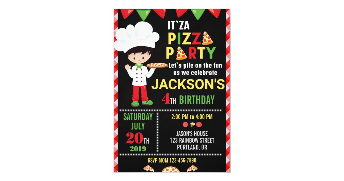 Pizza birthday invitation Pizza making party | Zazzle.com