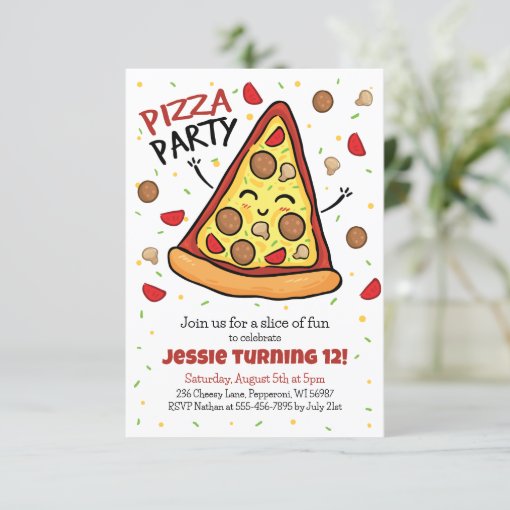 Pizza Birthday Invitation, Pizza Party Invitation | Zazzle