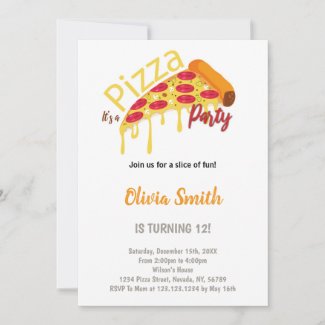 Pizza Birthday Invitation, Pizza Party Invitation