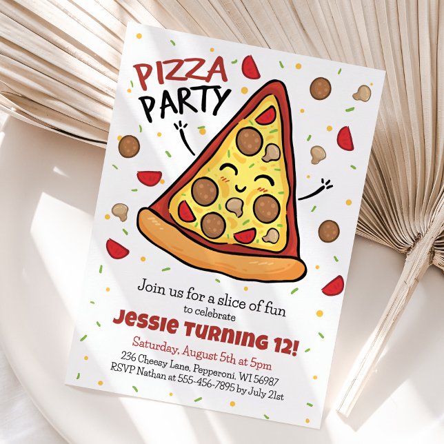 Pizza Birthday Invitation, Pizza Party Invitation (Pizza Party Birthday Invitation)