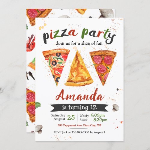 pizza birthday invitation pizza party invitation