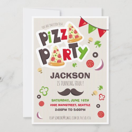 Pizza Birthday Invitation _ Pizza Party Invite