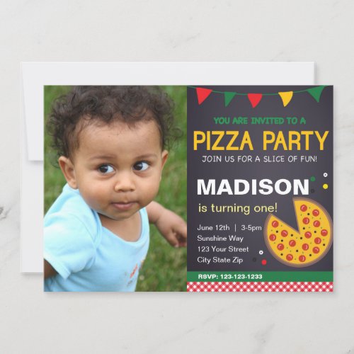 Pizza Birthday Invitation with Photo