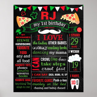 Pizza Birthday Party chalkboard sign