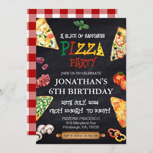 Pizza Birthday party  Invitation