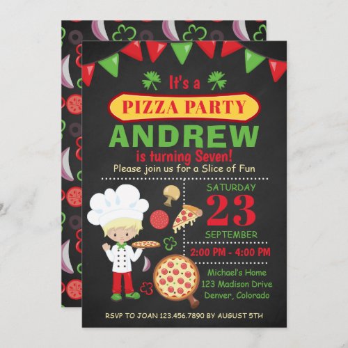 Pizza Birthday Party Invitation