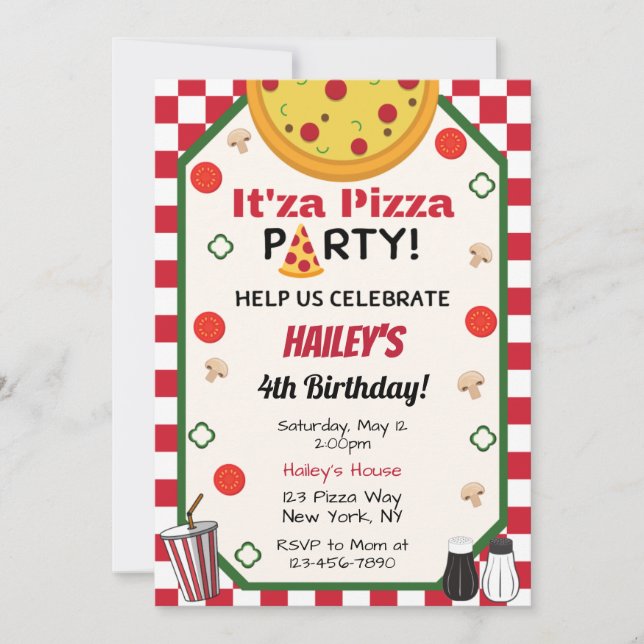 Pizza Birthday Party Invitation (Front)