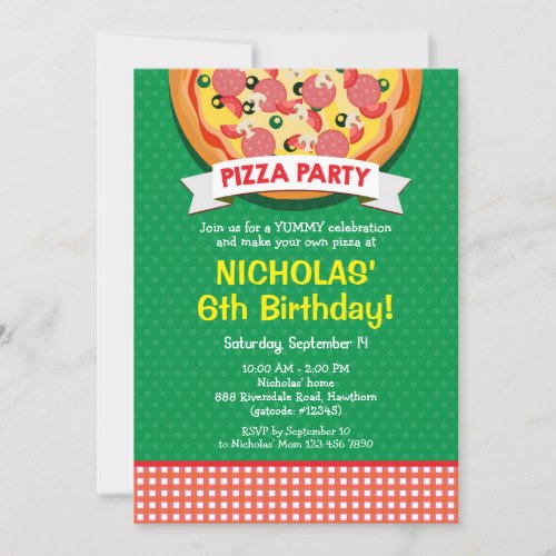 Pizza Birthday Party Invitation