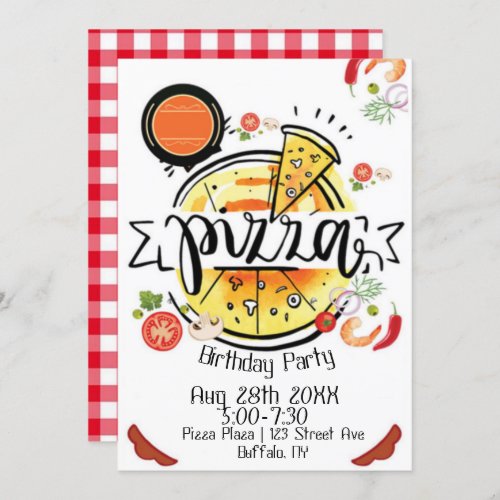 Pizza Birthday Party Invitation