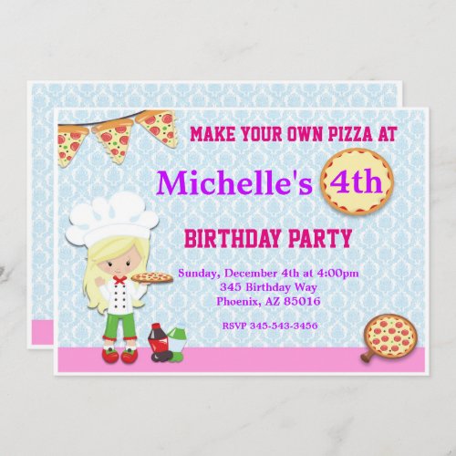 Pizza Birthday Party Invitation Pizza Invite