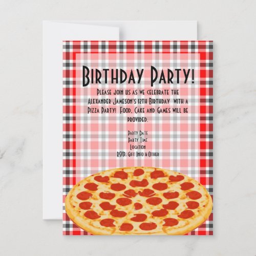 Pizza Birthday Party Invitation, Tablecloth Design