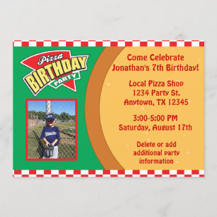 Pizza Birthday Party Invitation with Photo
