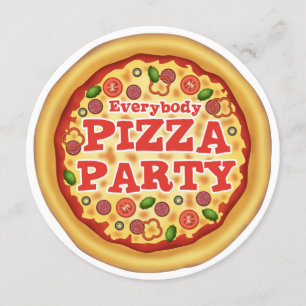 Pizza Birthday Party Invitations