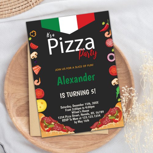 Pizza Birthday Party Invitations