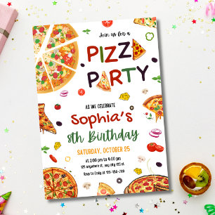 Pizza Birthday Party Kids Pizza Theme Birthday Invitation