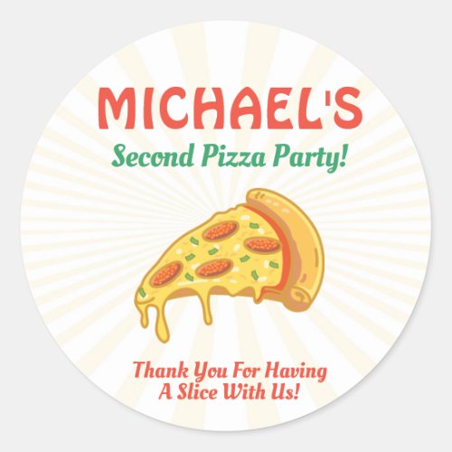 Pizza Birthday Party Label Sticker