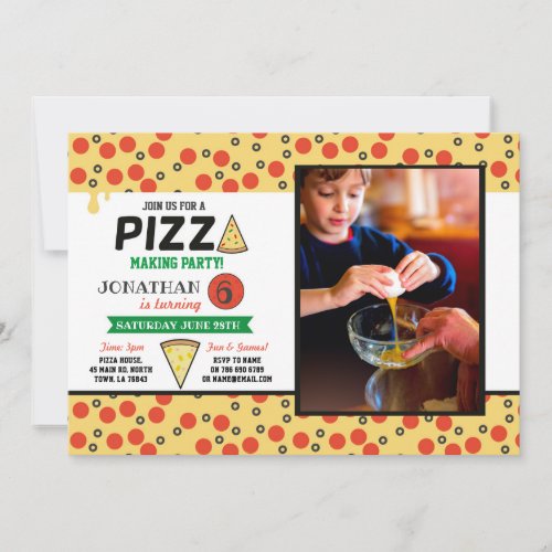 PIZZA Birthday Party Making Chef Fun Food Photo Invitation