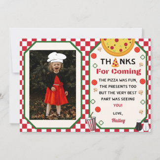 Pizza Birthday Party Photo Thank You Card