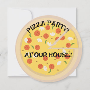 PIZZA BIRTHDAY PARTY! ROUND CUSTOM INVITATIONS