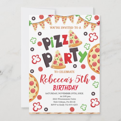Pizza Birthday Party Slice of Fun Birthday Invitation