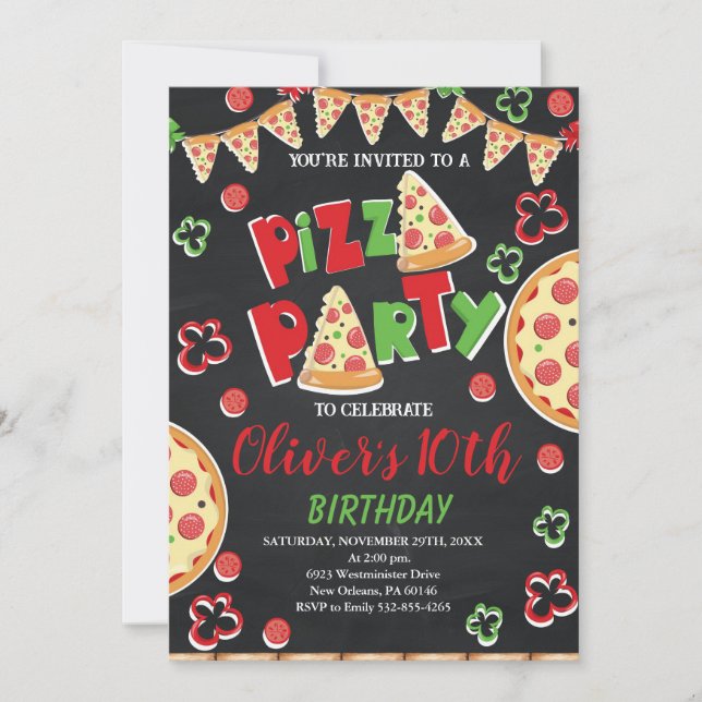 Pizza Birthday Party, Slice of Fun Birthday Invitation (Front)