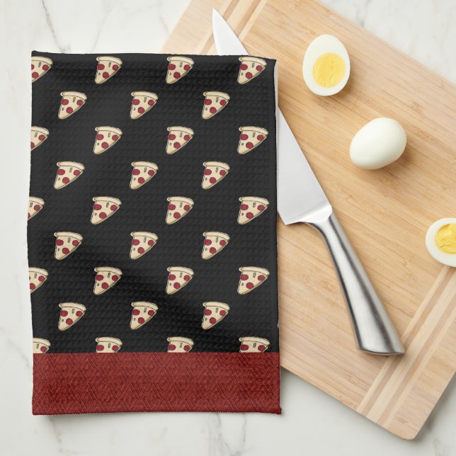 Pizza Black Kitchen Towel (Quarter Fold)